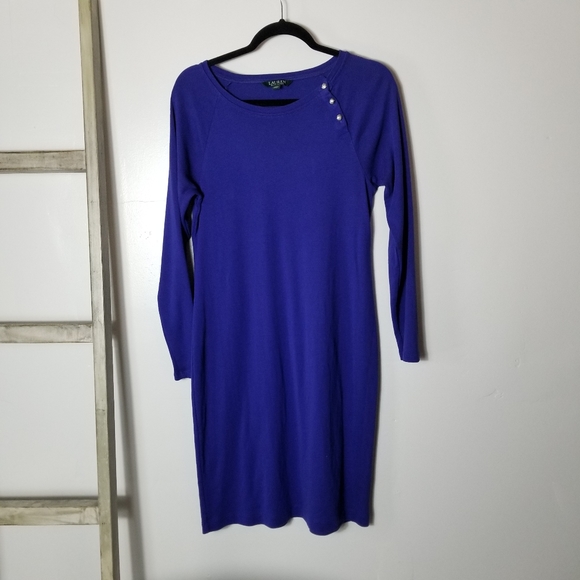 LAUREN RALPH LAUREN BLUISH PURPLE DRESS SIZE LARGE - Picture 1 of 11